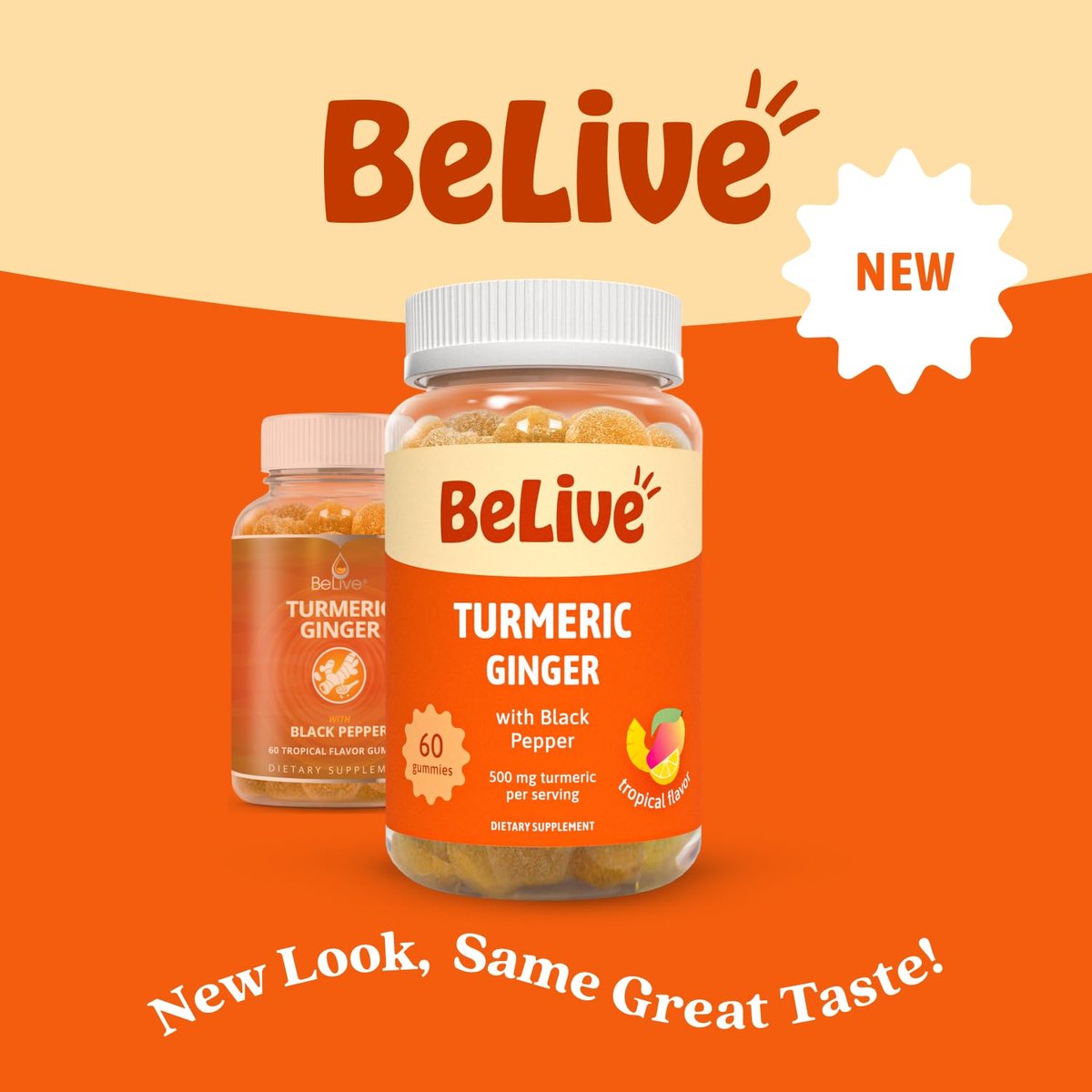 BeLive Kurkuma und Ingwer Gummis - 500mg - Gelenk- und Beweglichkeitsunterstützung - Curcumin mit schwarzem Pfeffer für verbesserte Aufnahme - Glutenfrei und vegan - Tropischer Geschmack - 60 Stück