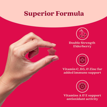 BeLive Holunderbeeren Gummibärchen mit Vitamin C, D3 und Zink - Multivitamin-Präparat zur Unterstützung des Immunsystems für Kinder & Erwachsene - 50 Stück - Himbeergeschmack