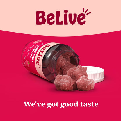 BeLive Holunderbeeren Gummibärchen mit Vitamin C, D3 und Zink - Multivitamin-Präparat zur Unterstützung des Immunsystems für Kinder & Erwachsene - 50 Stück - Himbeergeschmack