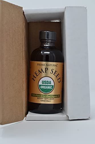 Prime Natural Bio Hanföl 118 ml – USDA Bio, Kaltgepresst, nativ, unraffiniert, vegan – Reich an Omega 3-6-9 – Für Gesicht, Körper, Haut & Haare