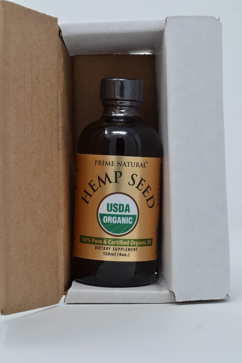 Prime Natural Bio Hanföl 118 ml – USDA Bio, Kaltgepresst, nativ, unraffiniert, vegan – Reich an Omega 3-6-9 – Für Gesicht, Körper, Haut & Haare