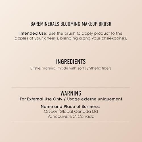 bareMinerals Blooming Makeup Blush Pinsel mit Synthetikfasern, Abgewinkelt für Blushes + Bronzer, Verblenden von losen + gepressten Pudern, Veganer Make-up-Pinsel