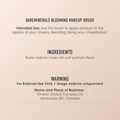 bareMinerals Blooming Makeup Blush Pinsel mit Synthetikfasern, Abgewinkelt für Blushes + Bronzer, Verblenden von losen + gepressten Pudern, Veganer Make-up-Pinsel