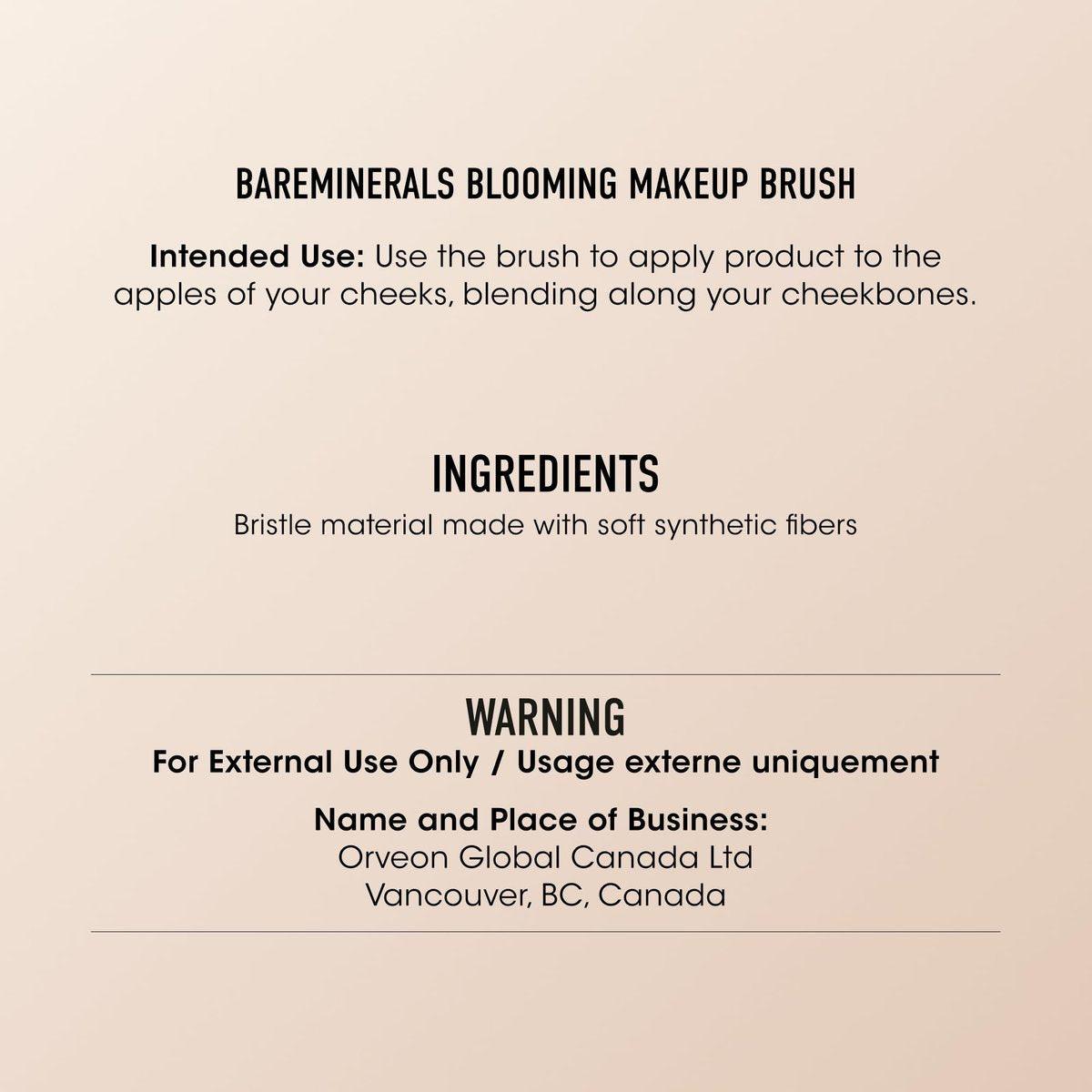 bareMinerals Blooming Makeup Blush Pinsel mit Synthetikfasern, Abgewinkelt für Blushes + Bronzer, Verblenden von losen + gepressten Pudern, Veganer Make-up-Pinsel