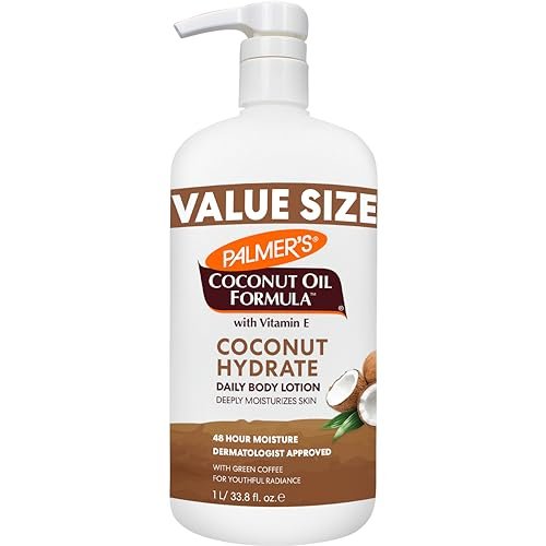 Palmer's Coconut Oil Formula Body Lotion für trockene Haut, Hand- & Körpermilch mit grünem Kaffee-Extrakt & Vitamin E, Großpackung mit Pumpe, 33,8 Fl Oz (1er-Pack)