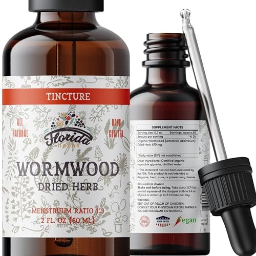 Wermut Bio-Tinktur – Natürliche Darmreinigung und Verdauungsreinigung – Wermutkräuterextrakt zur Entgiftung – Hergestellt in den USA – 60 ml (Wermut – 60 ml)