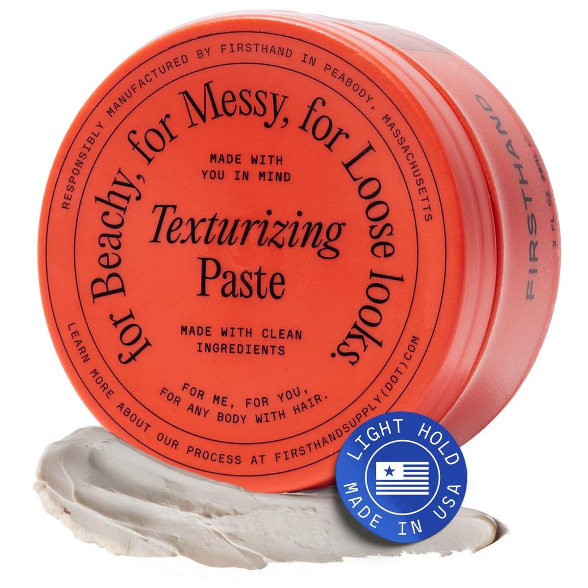 Firsthand Supply Texturierende Paste für Männer & Frauen – Mittlerer Halt, Natürlicher Finish – Wasserbasiert, Nicht Fettend – Für Mehr Volumen und Textur – Für Längeres Haar – 85 g