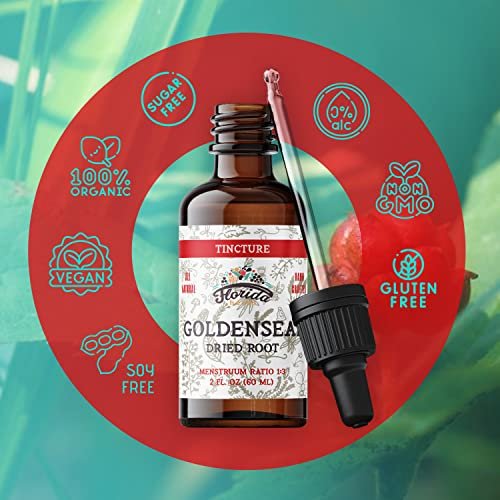 FLORIDA HERBS Goldenseal Tinktur 60 ml – Bio-Kräuterextrakt | Alkoholfrei | Vegane Kräutertropfen - Hergestellt in den USA