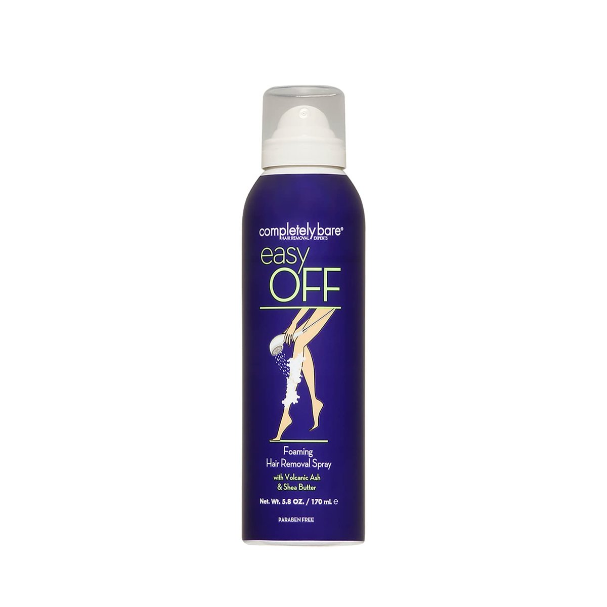 completely bare easy OFF Schaum-Haarentfernungs-Spray mit feuchtigkeitsspendender Sheabutter & Aloe Vera – 6 Fl Oz