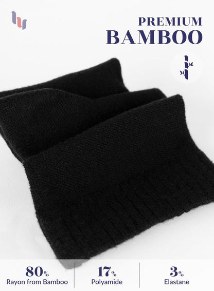 Hugh Ugoli Diabetikersocken für Herren, lockerer Knöchelsocken aus Rayon, extra weit, dünn, nahtlose Zehenpartie und nicht einschnürendes Bündchen, 4 Paar, Schwarz, Schuhgröße: 8-11