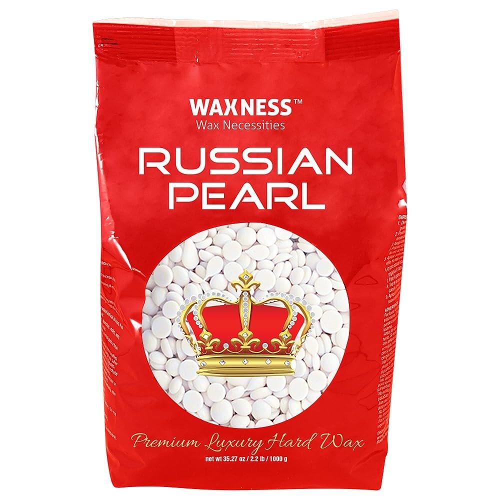 Waxness RUSSIAN PEARL (Cremig) & SENSI CLEAR (Gel) – Stripless Hartwachs für empfindliche Haut, Brazilian & Ganzkörper-Haarentfernung, 2x 1 kg, Hergestellt in Italien