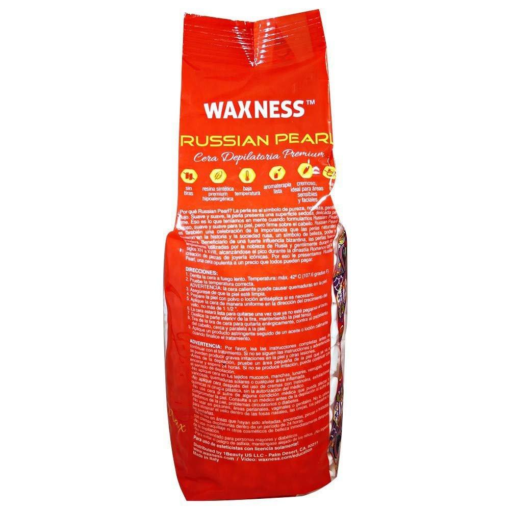 Waxness RUSSIAN PEARL (Cremig) & SENSI CLEAR (Gel) – Stripless Hartwachs für empfindliche Haut, Brazilian & Ganzkörper-Haarentfernung, 2x 1 kg, Hergestellt in Italien