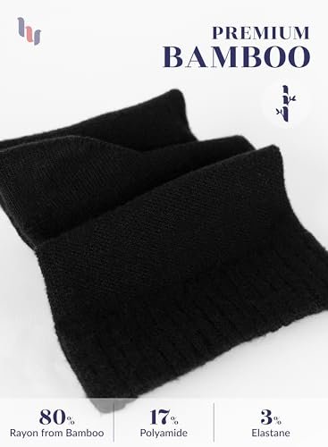 Hugh Ugoli Diabetiker Socken für Damen, Superweiche & Dünne Knöchelsocken, Weite & Lockere Passform, Nicht einschnürendes Bündchen & Nahtlose Zehenpartie, 4 Paar, Schwarz, Schuhgröße: 6-9