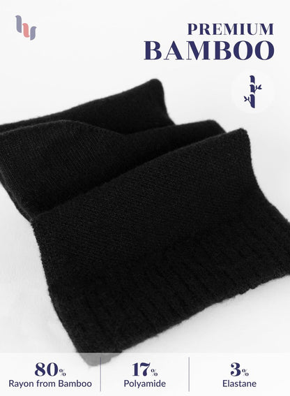 Hugh Ugoli Diabetiker Socken für Damen, Superweiche & Dünne Knöchelsocken, Weite & Lockere Passform, Nicht einschnürendes Bündchen & Nahtlose Zehenpartie, 4 Paar, Schwarz, Schuhgröße: 6-9