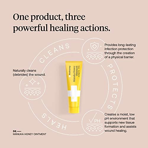 First Honey Wundheilungssalbe [ 28,4 g ] | 100 % aktives Leptospermum | Schnelle Linderung & Hautreparatur | Manuka-Honig aus Neuseeland | Antibiotikafreie Verbrennungsversorgung, Narbengel, Wundversorgung