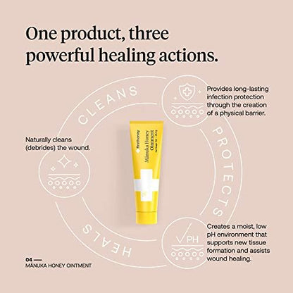 First Honey Wundheilungssalbe [ 28,4 g ] | 100 % aktives Leptospermum | Schnelle Linderung & Hautreparatur | Manuka-Honig aus Neuseeland | Antibiotikafreie Verbrennungsversorgung, Narbengel, Wundversorgung
