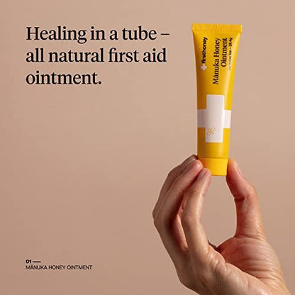 First Honey Wundheilungssalbe [ 28,4 g ] | 100 % aktives Leptospermum | Schnelle Linderung & Hautreparatur | Manuka-Honig aus Neuseeland | Antibiotikafreie Verbrennungsversorgung, Narbengel, Wundversorgung
