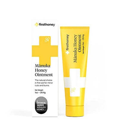 First Honey Wundheilungssalbe [ 28,4 g ] | 100 % aktives Leptospermum | Schnelle Linderung & Hautreparatur | Manuka-Honig aus Neuseeland | Antibiotikafreie Verbrennungsversorgung, Narbengel, Wundversorgung
