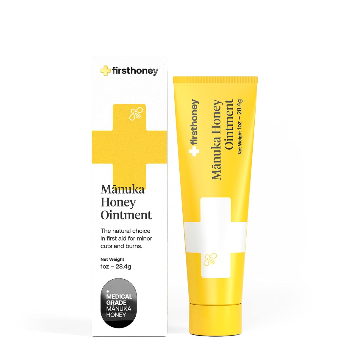 First Honey Wundheilungssalbe [ 28,4 g ] | 100 % aktives Leptospermum | Schnelle Linderung & Hautreparatur | Manuka-Honig aus Neuseeland | Antibiotikafreie Verbrennungsversorgung, Narbengel, Wundversorgung