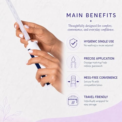 Seroflora Einweg-Vaginalcreme-Applikatoren – Kompatibel mit Premarin, Estrace, Preseed und den meisten rezeptfreien Gelen, Gleitmitteln und Cremes – mit Gewindeende, Komfortspitze und Dosierungsmarkierungen (30 Stück) Hergestellt in den USA