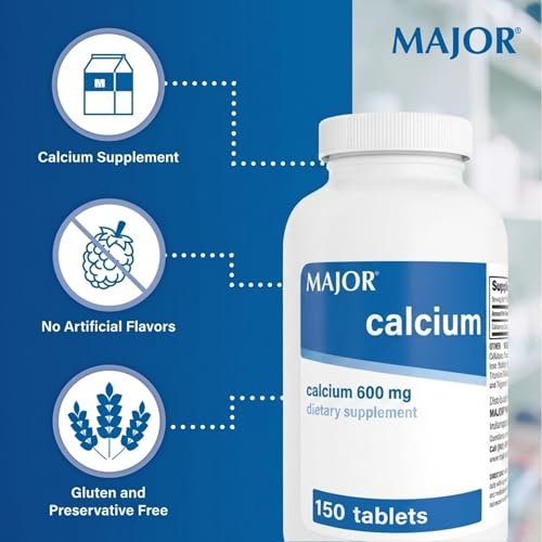 Major 600mg Calcium Tabletten – Calcium Nahrungsergänzungsmittel – 150 Stück (1 Packung)