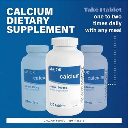 Major 600mg Calcium Tabletten – Calcium Nahrungsergänzungsmittel – 150 Stück (1 Packung)