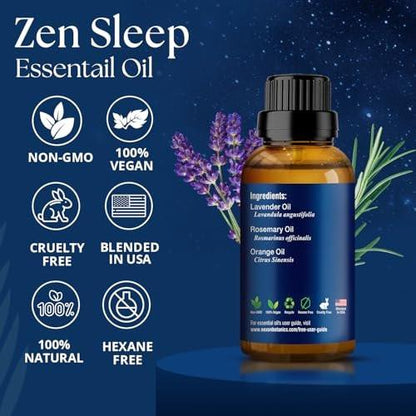 Zen Sleep ätherisches Öl 30 ml – Lavendel & Rosmarin Entspannungsöl für Diffuser & Luftbefeuchter – Beruhigende Aromatherapie für erholsamen Schlaf – Nexon Botanics