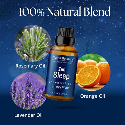 Zen Sleep ätherisches Öl 30 ml – Lavendel & Rosmarin Entspannungsöl für Diffuser & Luftbefeuchter – Beruhigende Aromatherapie für erholsamen Schlaf – Nexon Botanics