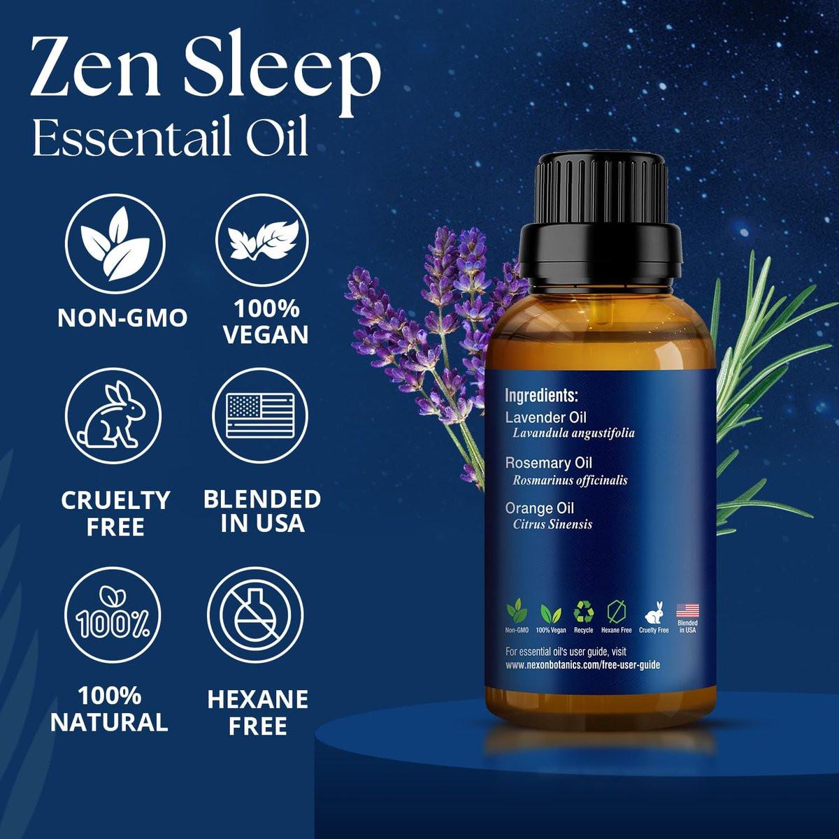 Zen Sleep ätherisches Öl 30 ml – Lavendel & Rosmarin Entspannungsöl für Diffuser & Luftbefeuchter – Beruhigende Aromatherapie für erholsamen Schlaf – Nexon Botanics