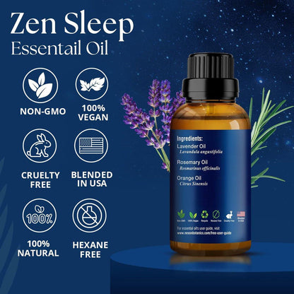 Zen Sleep ätherisches Öl 30 ml – Lavendel & Rosmarin Entspannungsöl für Diffuser & Luftbefeuchter – Beruhigende Aromatherapie für erholsamen Schlaf – Nexon Botanics