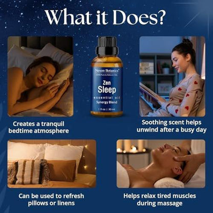 Zen Sleep ätherisches Öl 30 ml – Lavendel & Rosmarin Entspannungsöl für Diffuser & Luftbefeuchter – Beruhigende Aromatherapie für erholsamen Schlaf – Nexon Botanics