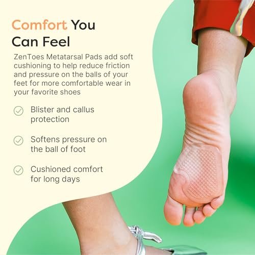 ZenToes Metatarsal-Pads für Damen, Ballenpolster, Ferseneinlagen, Schuheinlagen bei Morton-Neurom und Sesamoiditis, Metatarsalgie-Fußpolster, 2 Paar