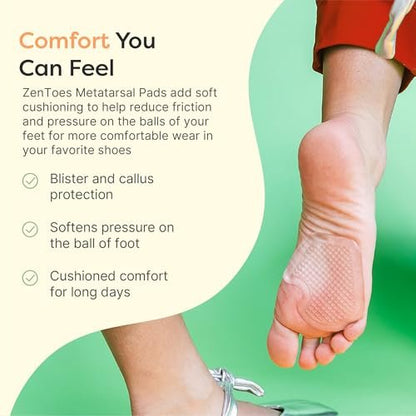 ZenToes Metatarsal-Pads für Damen, Ballenpolster, Ferseneinlagen, Schuheinlagen bei Morton-Neurom und Sesamoiditis, Metatarsalgie-Fußpolster, 2 Paar