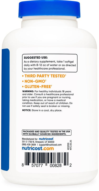 Nutricost Nachtkerzenöl 1.300 mg, 120 Softgels – Kaltgepresst, Non-GMO, Glutenfrei, 120 Portionen