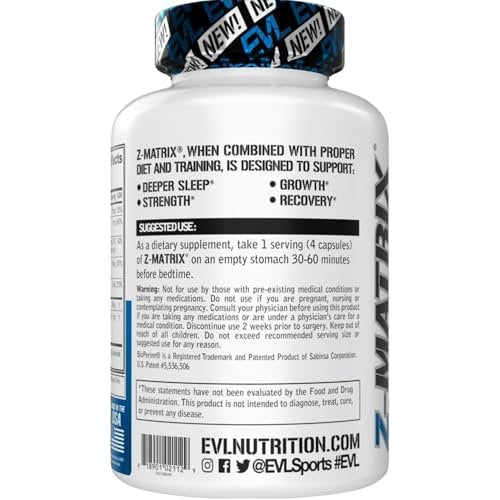 EVL Post-Workout Recovery Supplement – Magnesium und Zink – ZMatrix Zink Magnesium Aspartat zur Muskelregeneration und Schlafunterstützung
