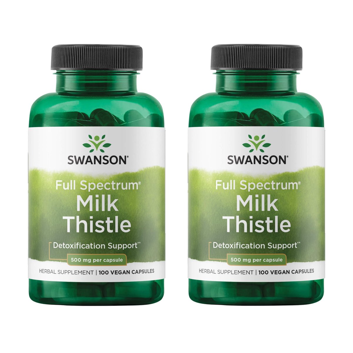 Swanson Vollspektrum Mariendistel Lebergesundheit – 500 mg, 100 vegane Kapseln (2er-Pack)