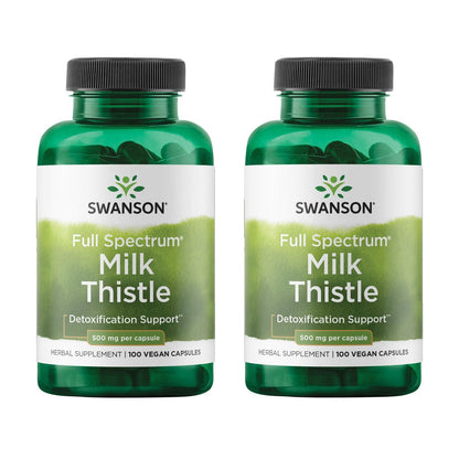 Swanson Vollspektrum Mariendistel Lebergesundheit – 500 mg, 100 vegane Kapseln (2er-Pack)