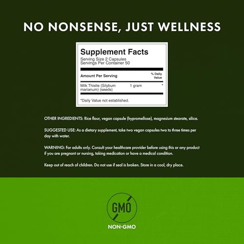 Swanson Vollspektrum Mariendistel Lebergesundheit – 500 mg, 100 vegane Kapseln (2er-Pack)