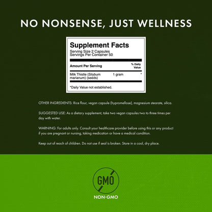 Swanson Vollspektrum Mariendistel Lebergesundheit – 500 mg, 100 vegane Kapseln (2er-Pack)
