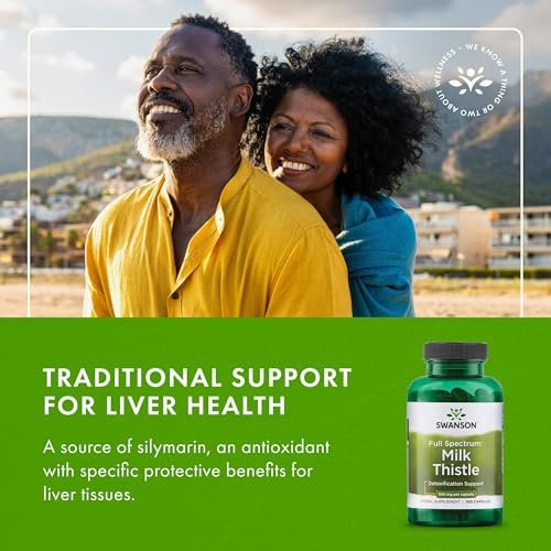 Swanson Vollspektrum Mariendistel Lebergesundheit – 500 mg, 100 vegane Kapseln (2er-Pack)