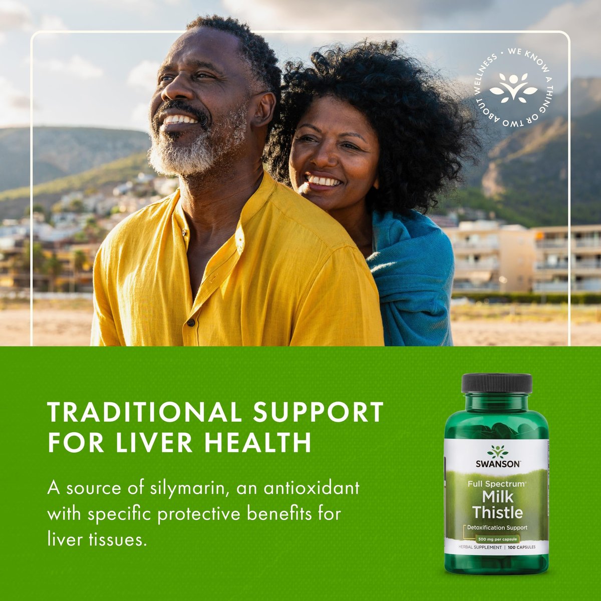 Swanson Vollspektrum Mariendistel Lebergesundheit – 500 mg, 100 vegane Kapseln (2er-Pack)