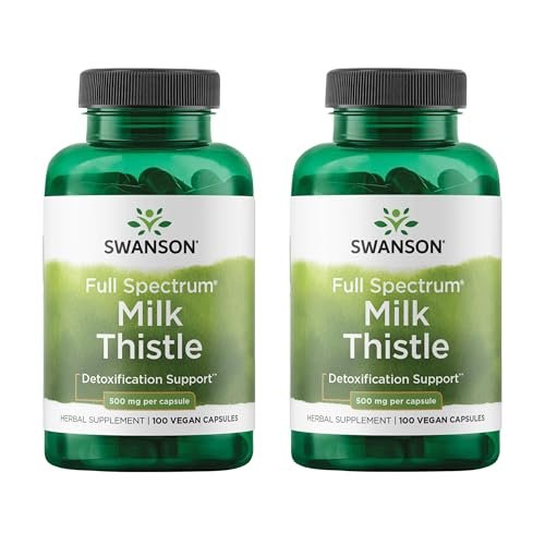 Swanson Vollspektrum Mariendistel Lebergesundheit – 500 mg, 100 vegane Kapseln (2er-Pack)