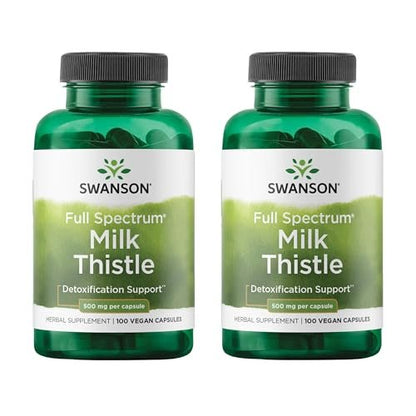 Swanson Vollspektrum Mariendistel Lebergesundheit – 500 mg, 100 vegane Kapseln (2er-Pack)