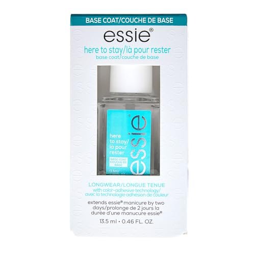essie Here To Stay Base Coat – Klarer, veganer Unterlack für langanhaltendes Nageldesign, 0,46 fl oz