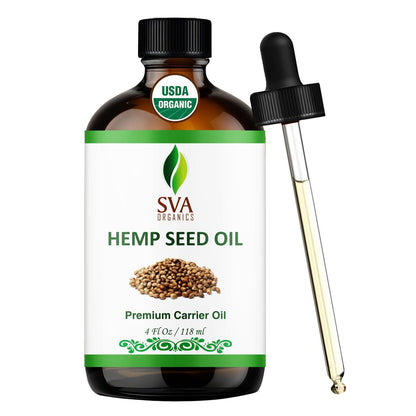 SVA ORGANICS Hanföl kaltgepresst 118 ml – Premium Trägeröl mit Pipette für Hautpflege, Haarpflege, Kopfhautmassage, Körpermassage, Haarpflegeprodukte, Kosmetik & Seife