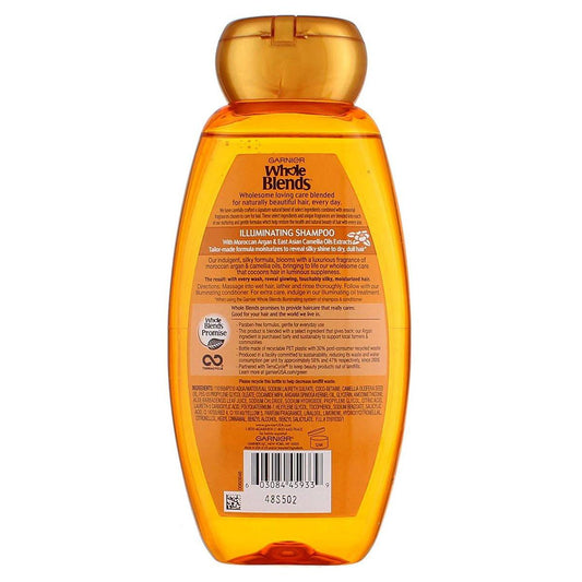 Garnier Whole Blends Aufhellendes Shampoo – mit marokkanischem Argan- und Kamelienöl – 12,5 Fl Oz (370 ml) pro Flasche – 4er-Pack