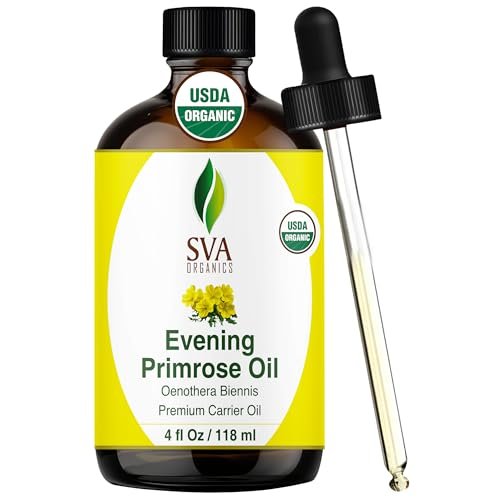 SVA Bio-Nachtkerzenöl kaltgepresst, 118 ml – 100 % natürliches, organisches Trägeröl für Gesicht, Haut, Haare und Kopfhaut – mit Pipette