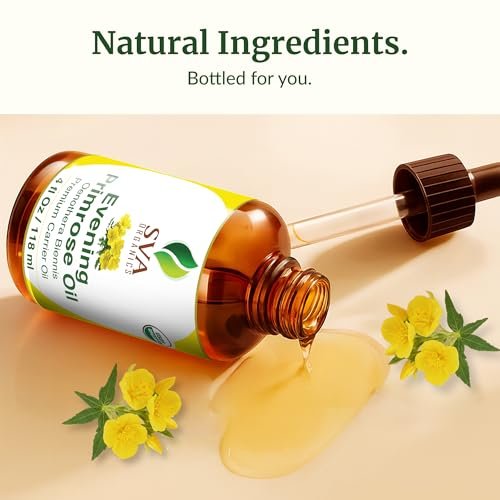SVA Bio-Nachtkerzenöl kaltgepresst, 118 ml – 100 % natürliches, organisches Trägeröl für Gesicht, Haut, Haare und Kopfhaut – mit Pipette