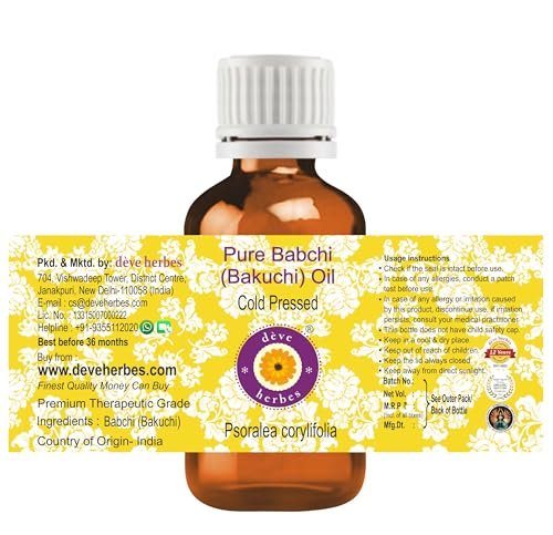 Deve Herbes Babchi (Bakuchi) Öl (Psoralea corylifolia) | Kaltgepresst | Rein | Natürlich | Unverdünnt | Zum Verdünnen von ätherischen Ölen | Für Haut & Massage | Nicht klebrig | Leicht | Unisex | 30ml (1 oz)