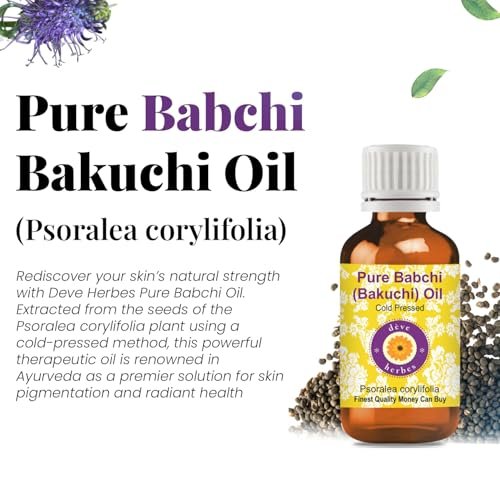 Deve Herbes Babchi (Bakuchi) Öl (Psoralea corylifolia) | Kaltgepresst | Rein | Natürlich | Unverdünnt | Zum Verdünnen von ätherischen Ölen | Für Haut & Massage | Nicht klebrig | Leicht | Unisex | 30ml (1 oz)